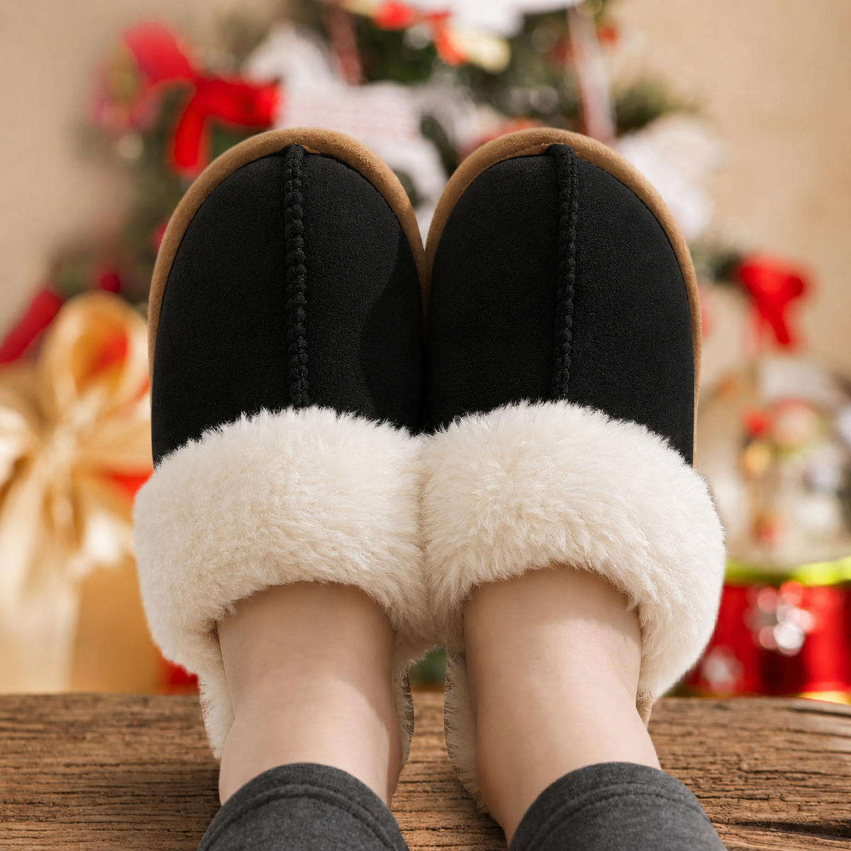 Fluffy Slippers Black