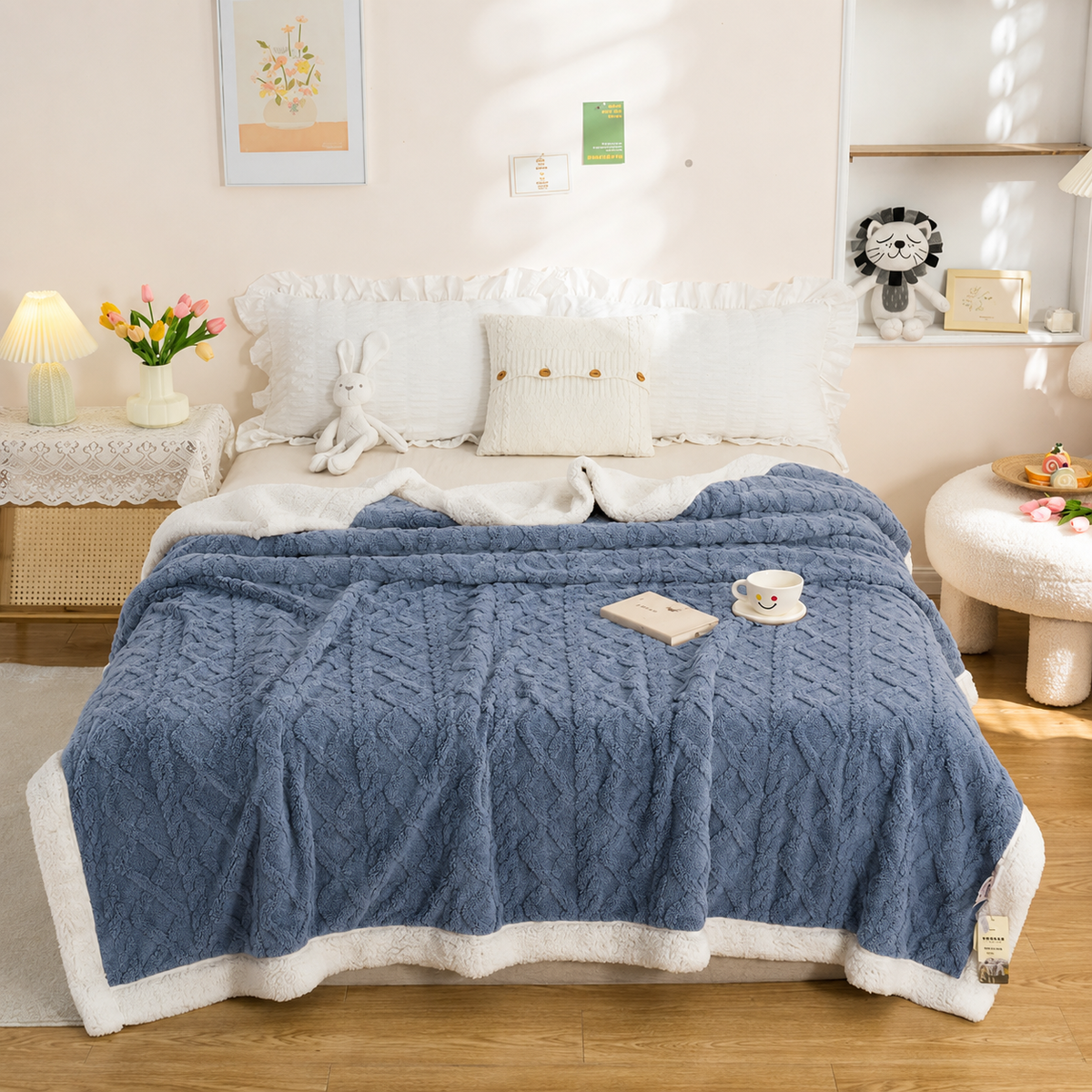 Snugly Sherpa Blanket Blue