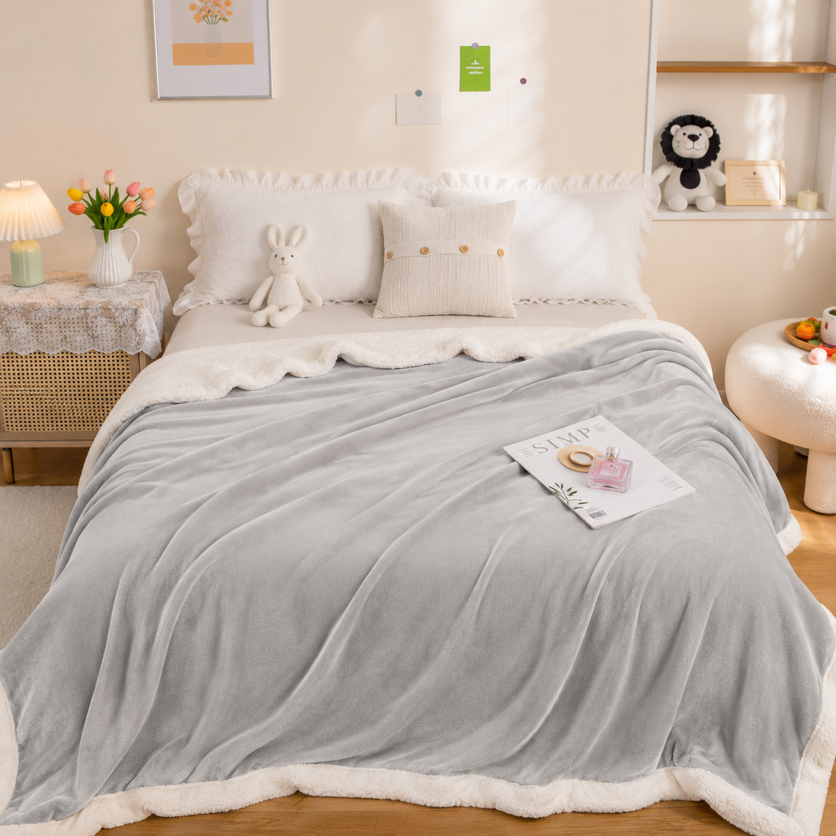 Sherpa Fleece Blanket Grey
